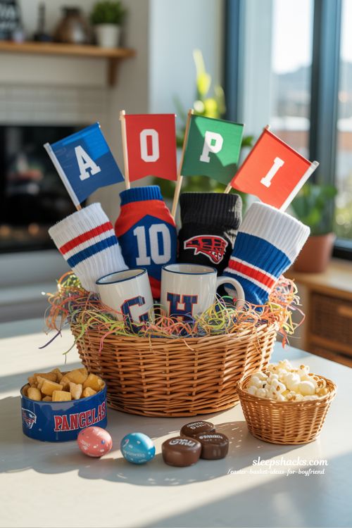 Sports Fan Easter Basket Personalized Game-Day Gift for Him