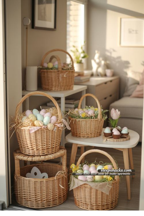 Spring Easter Basket Display Ideas for Studio Apartments