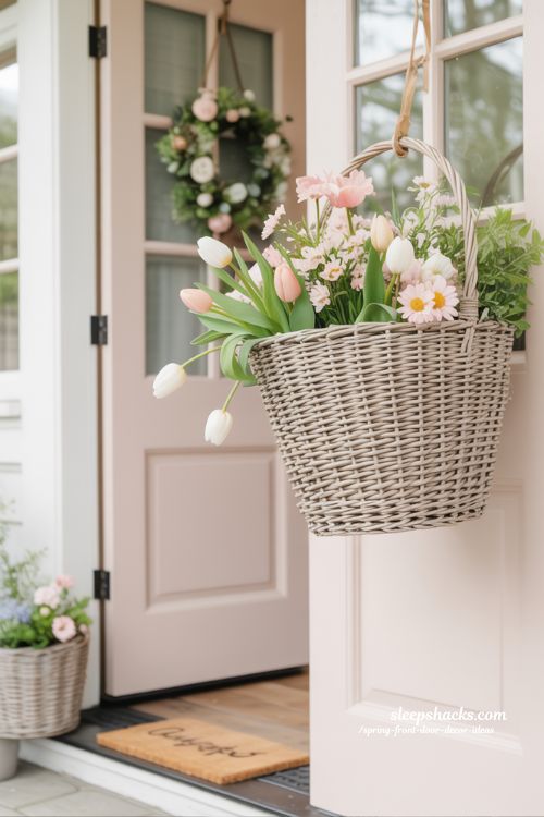 Spring Front Door Basket Decor Ideas for a Fresh and Unique Look