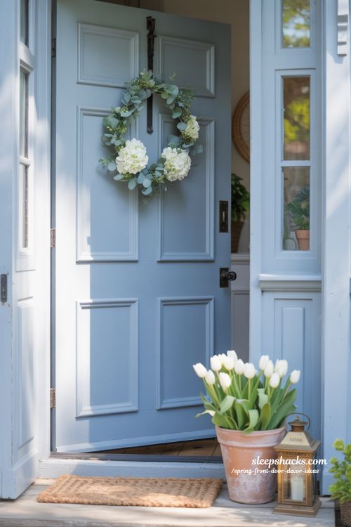 Spring Front Door Ideas with Bold Painted Doors and Minimal Decor