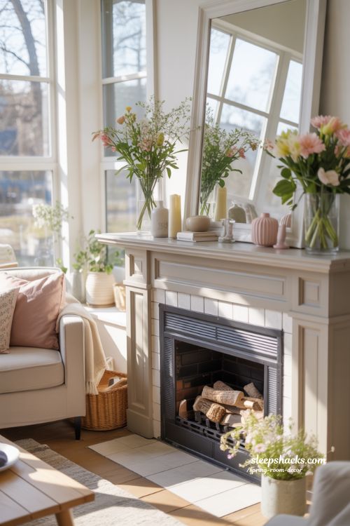 Spring Room Decor Ideas Cozy Fireplace Mantel Inspiration