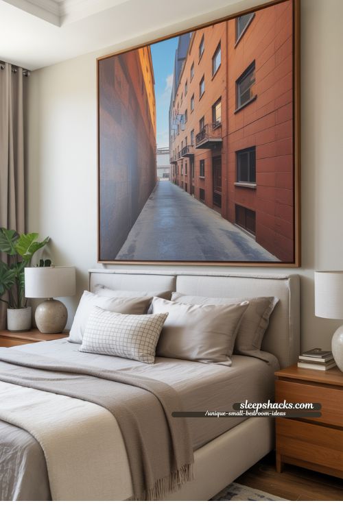 Statement Art to Open Up a Small Bedroom