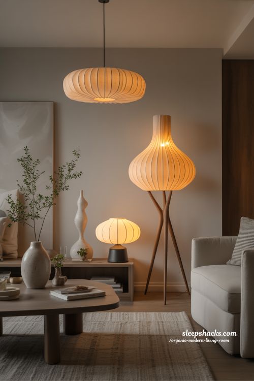 Statement Lighting Organic Modern Living Room