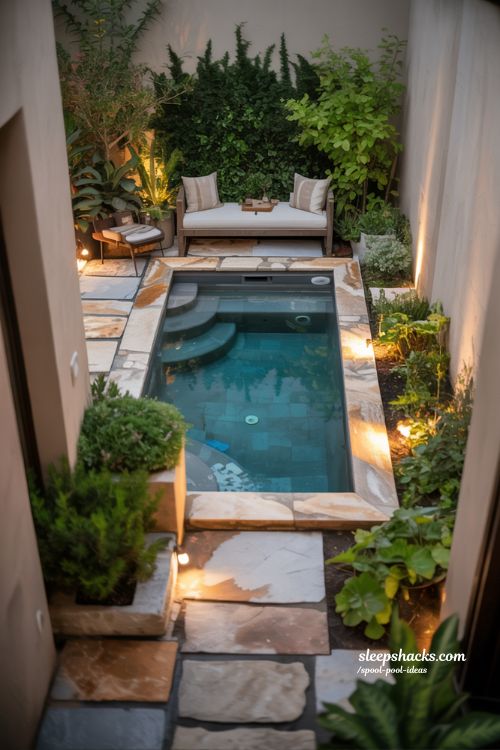 Stone-Covered Spool Pool for Rustic Backyard Charm