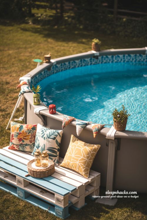 Themed Pool Decor Above Ground Pool Budget Backyard Idea