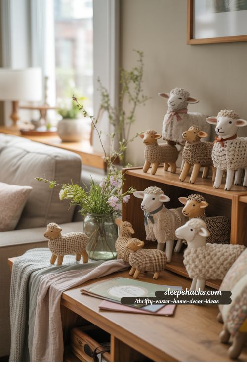 Thrifted Easter Lambs for Cozy Spring Home Decor