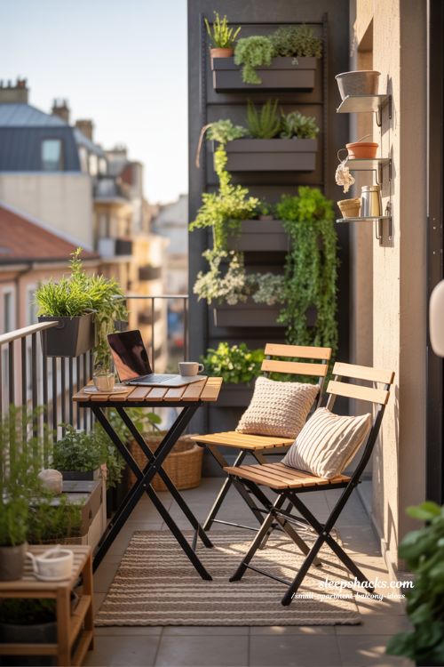 Tiny Balcony Big Style With Foldable Bistro Table And Vertical Garden