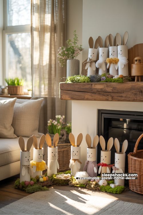 Toilet Roll Bunny Family Craft for Sustainable Easter Decor