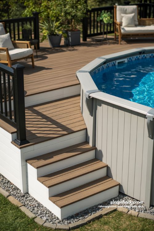 Traditional Deck With Skirted Base Above Ground Pool Ideas