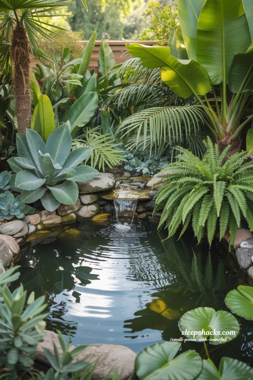 Tropical Oasis Small Ponds With Waterfall Ideas Lush Backyard