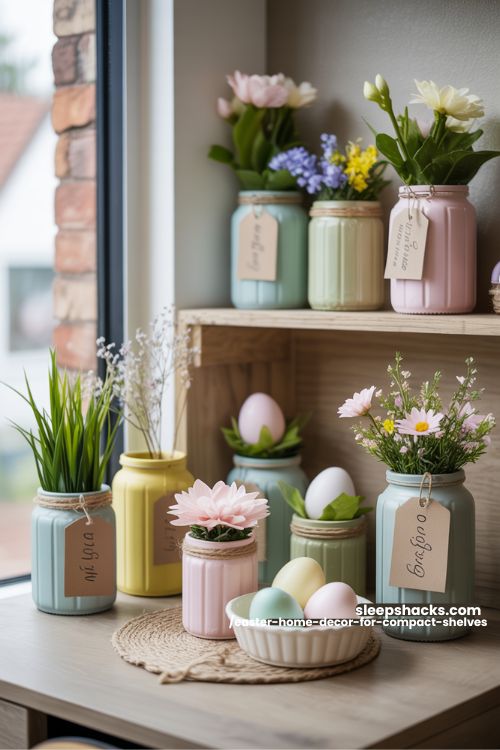 Upcycled Jar Decorations for Compact Shelves