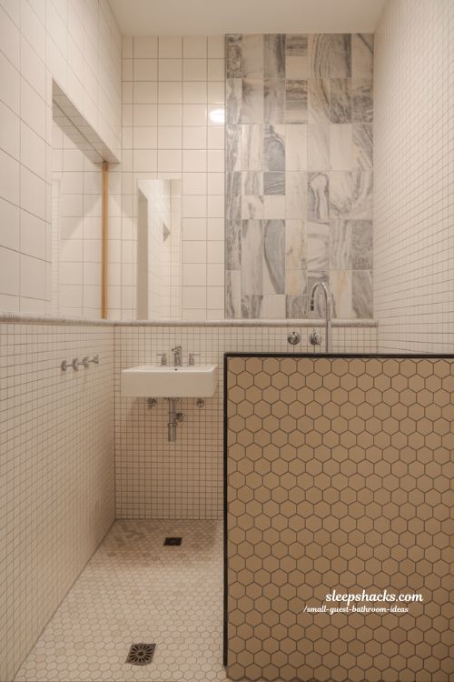 Use Tiles Creatively in a Small Guest Bathroom