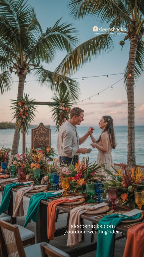 Vibrant Tropical Destination Wedding Reception with Bold Cultural Details