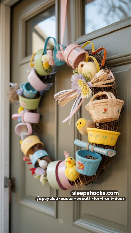 Vintage Toy-Inspired Easter Wreath for Front Door