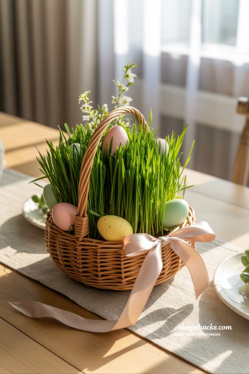Wheatgrass Easter Basket Table Centerpiece
