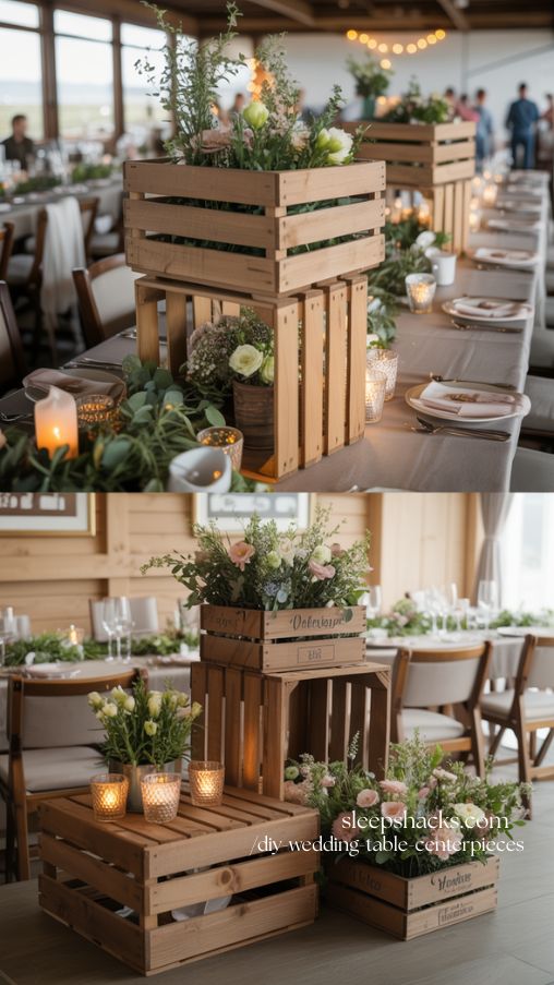 Wooden Crate Wedding Centerpieces
