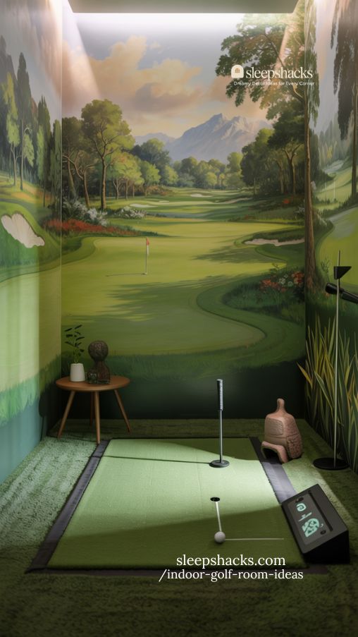 wall-mural putting inspiration indoor golf room with compact green