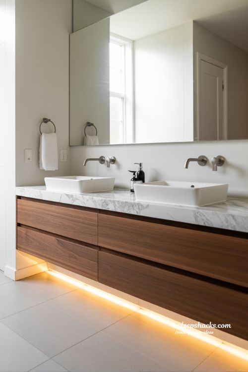 Airy Floating Vanity Bathroom Remodel Ideas