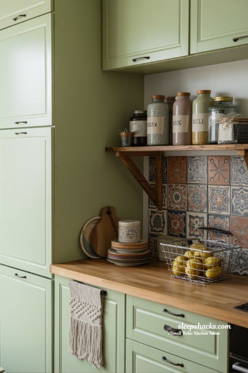 Budget-Friendly Small Boho Kitchen with Thrifted Decor and DIY Upgrades