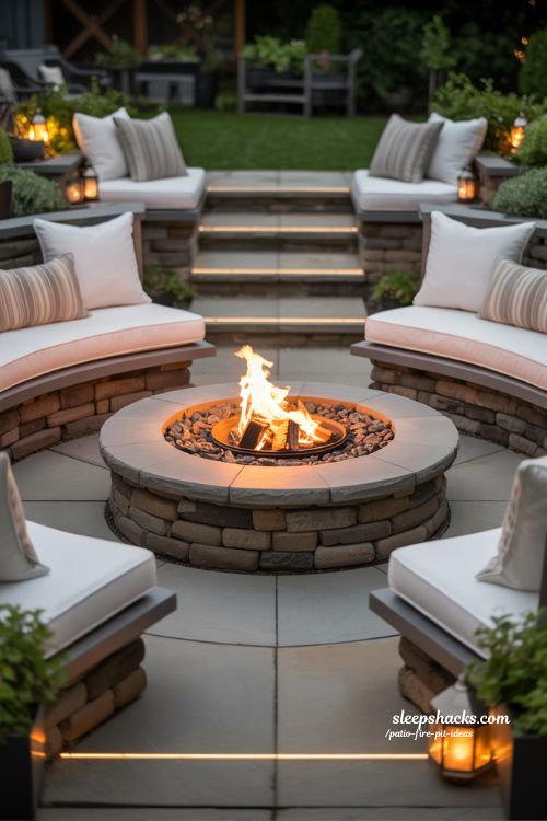 Built-In Seating Patio Fire Pit Ideas Perfect for Social Gatherings