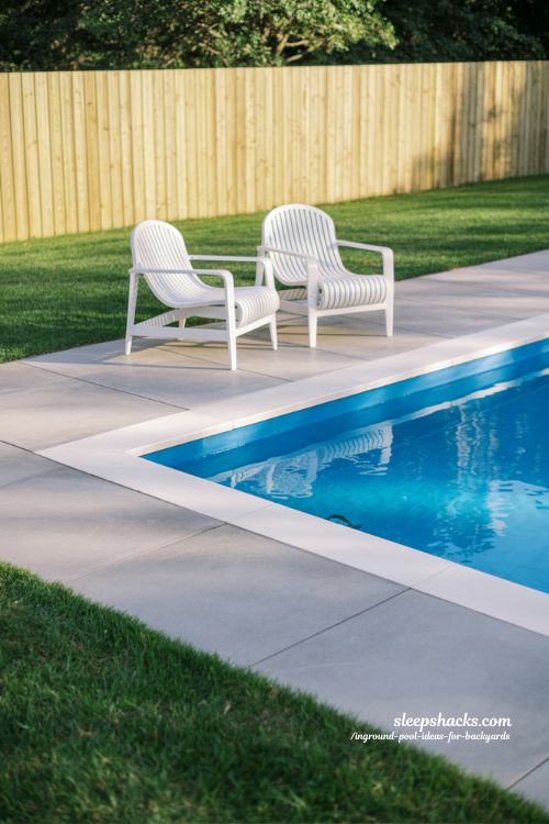 Clean and Minimalist Budget-Friendly Inground Pool with Concrete Decking