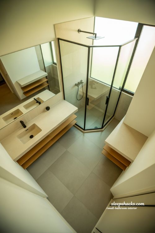 Clever small bathroom layout ideas with linear corner and open zoning minimalist modern architectural interior design