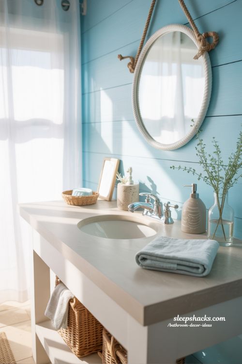 Coastal Bathroom Decor Ideas Fresh Airy Blue And White Beach Inspired Bathroom Design