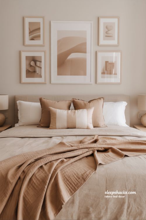 Color themed above bed decor ideas for a cohesive and harmonious bedroom style