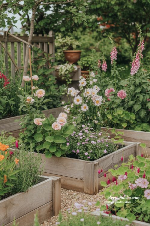 Cottage Garden Ideas with Raised Beds and Layered Planting for Structure