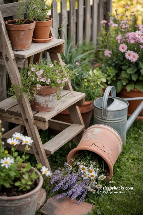 Cottage Garden Ideas with Rustic Decor and Repurposed Garden Elements