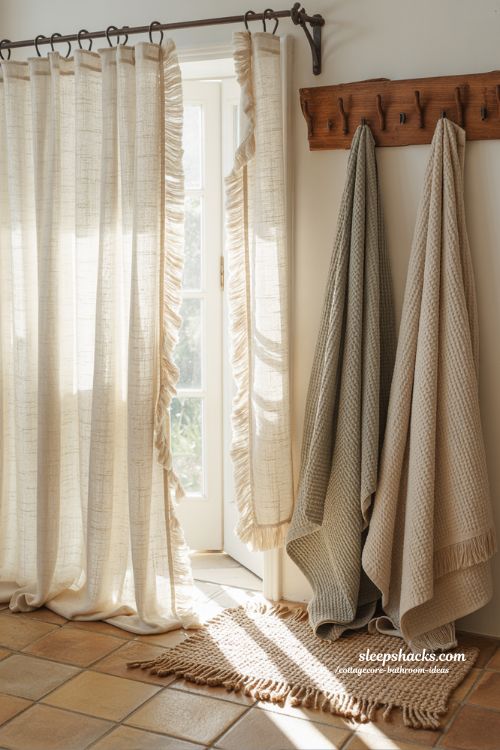 Cozy Linen and Cotton Textile Ideas for Cottagecore Bathrooms