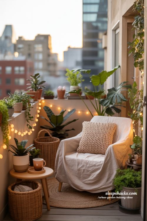 Cozy Small Balcony Garden Retreat for Relaxation