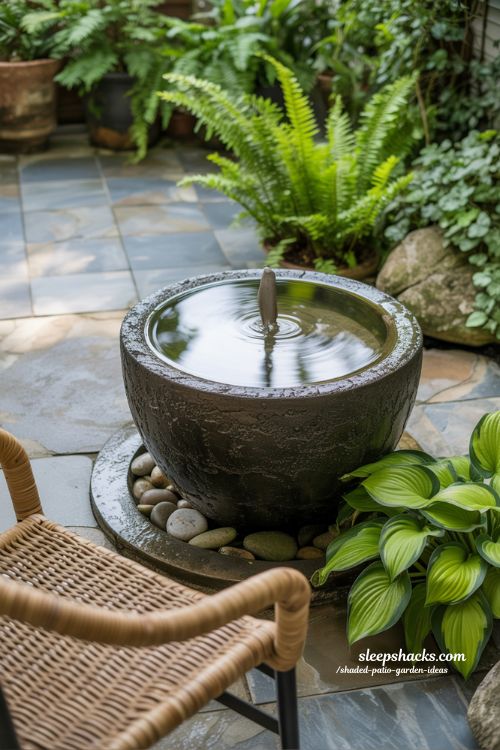 Create a Peaceful Retreat on Your Shaded Patio with a Small Water Feature