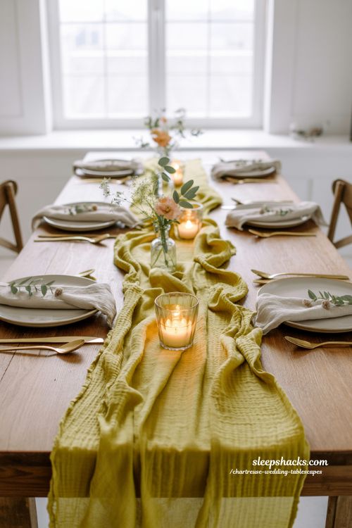 DIY Chartreuse Table Runner Ideas for a Soft Elegant Wedding Look