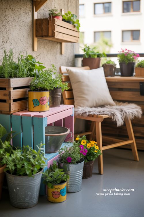 DIY Urban Garden Balcony Ideas with Creative Planters