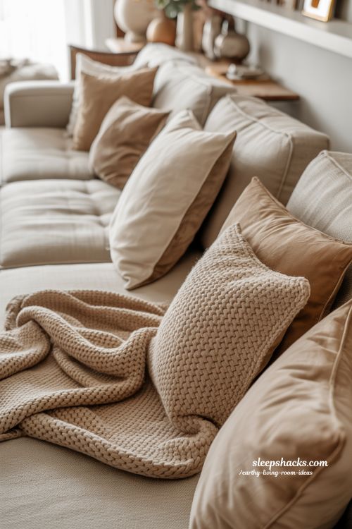 Earthy Living Room Ideas: Creating a Cozy Vibe with Soft Throws and Cushions