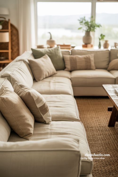 Earthy Living Room Ideas: Designing Around a Relaxed Neutral Sofa