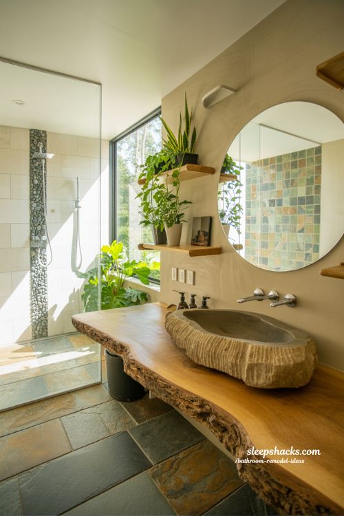 Earthy Nature Inspired Bathroom Remodel Ideas