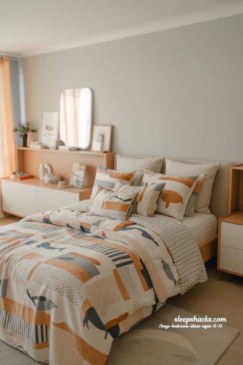 Eclectic Boys Bedroom Ideas Ages 11 12 with Mix and Match Prints