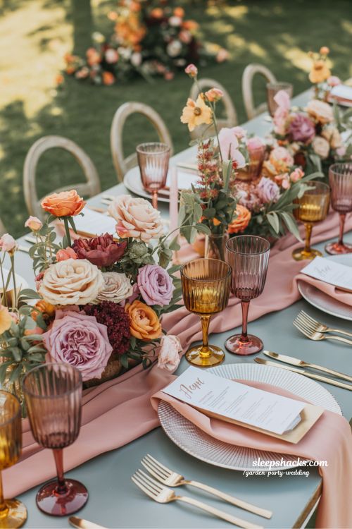 Elegant Garden Party Wedding Color Palette with Blush Green and Gold Accents