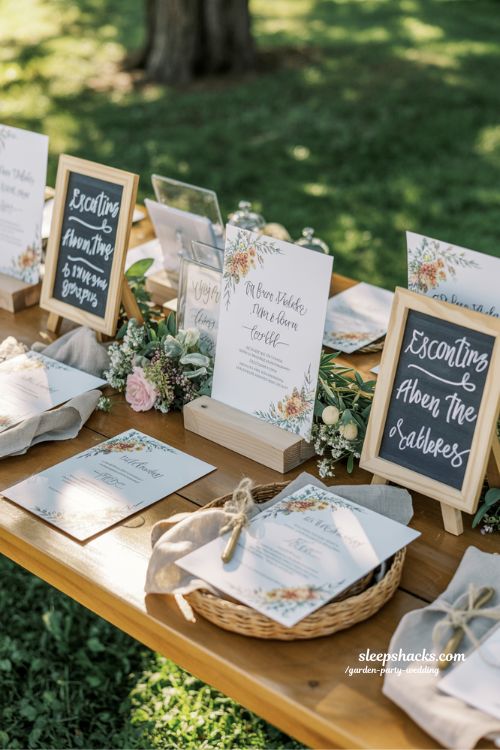 Elegant Garden Party Wedding Stationery and Hand-Lettered Signage Ideas