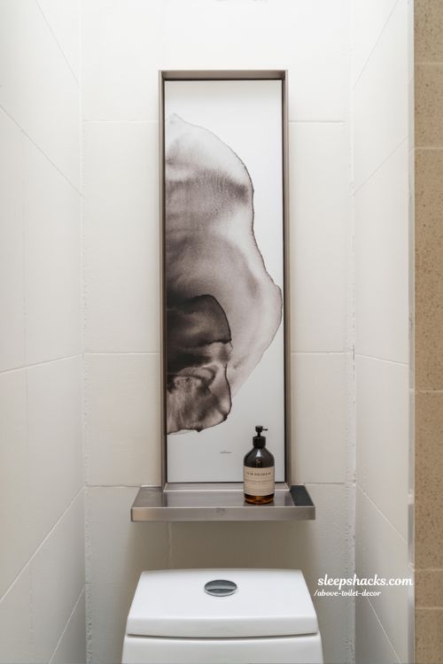 Elegant Vertical Canvas Art Above Toilet for High-Ceiling Effect