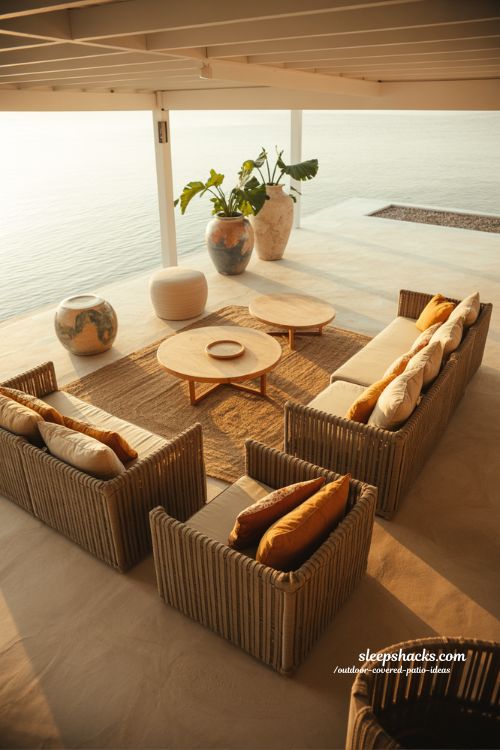 Flexible outdoor covered patio furniture ideas with modular seating and lightweight chairs for adaptable backyard living