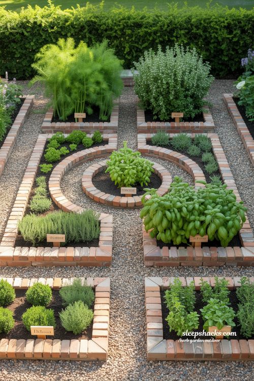 Formal Yet Functional Outdoor Herb Garden Layout and Spacing Guide