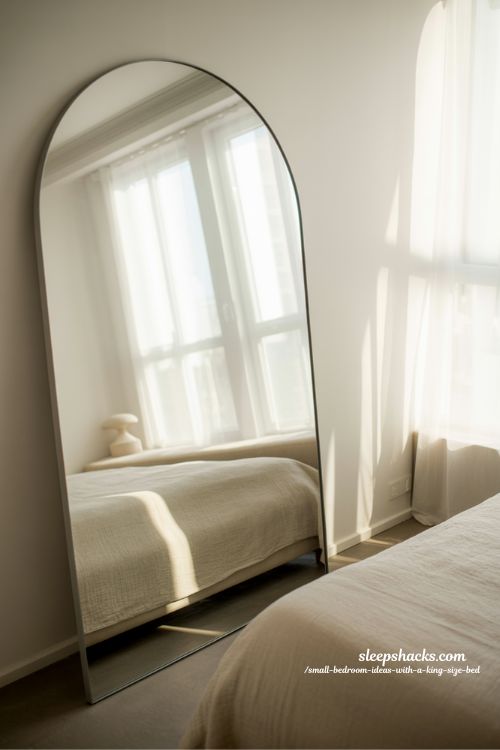Infinite Depth: Mirror Styling in Small King Bedroom