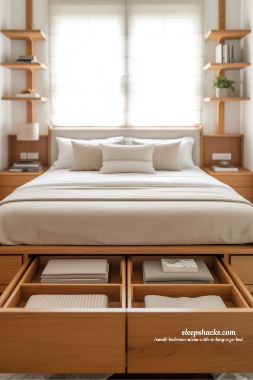 Integrated Smart Storage for Small King Bedroom