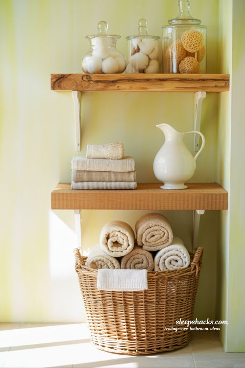 Light and Airy Storage Solutions for a Cottagecore Bathroom