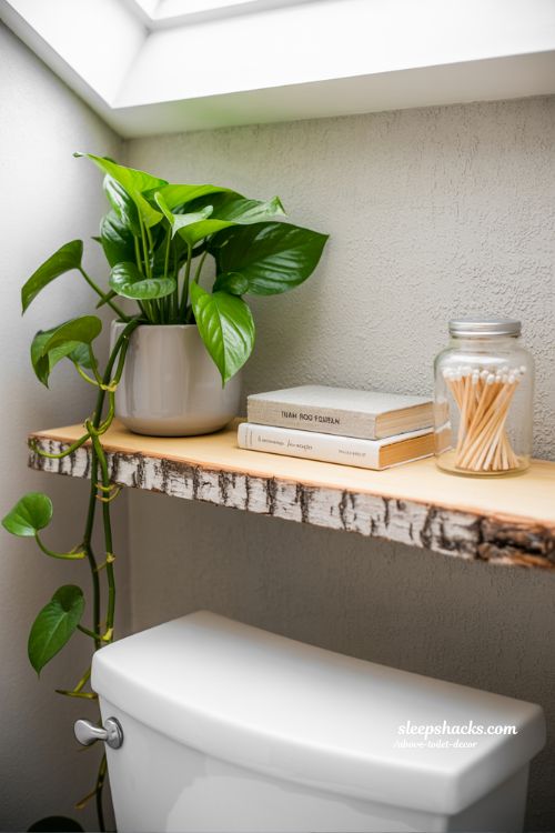 Lush Trailing Greenery and Plant Decor Above Bathroom Toilet