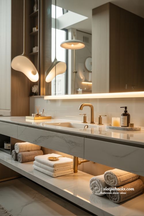 Luxury Bathroom Decor Ideas Elegant High End Bathroom With Gold Accents And Soft Textures