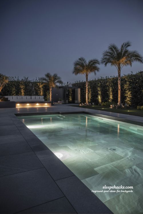 Luxury Inground Pool with Smart LED Lighting and Ambient Garden Glow